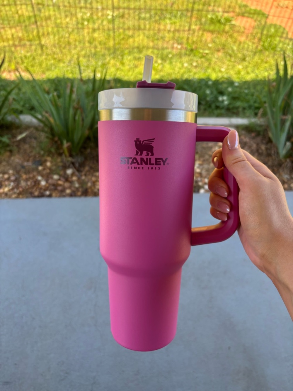 Stanley Pink Insulated Travel Tumbler with Handle and Straw Lid